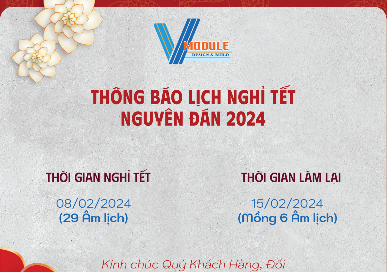 VMODULE THÔNG BÁO LỊCH NGHỈ TẾT NGUYÊN ĐÁN 2024